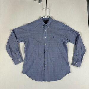 Ralph Lauren Blue Plaid Classic Fit Button Down Men’s 16 34/35 100% Cotton
